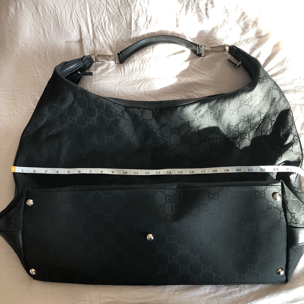 Rare Gucci Black GG Nylon & leather Extra Large Hobo Carry All weekend bag - Picture 12 of 13